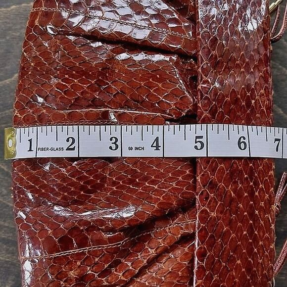 Vtg 1960 whiskey brown snakeskin cord strap shoulder bag - Picture 5 of 10